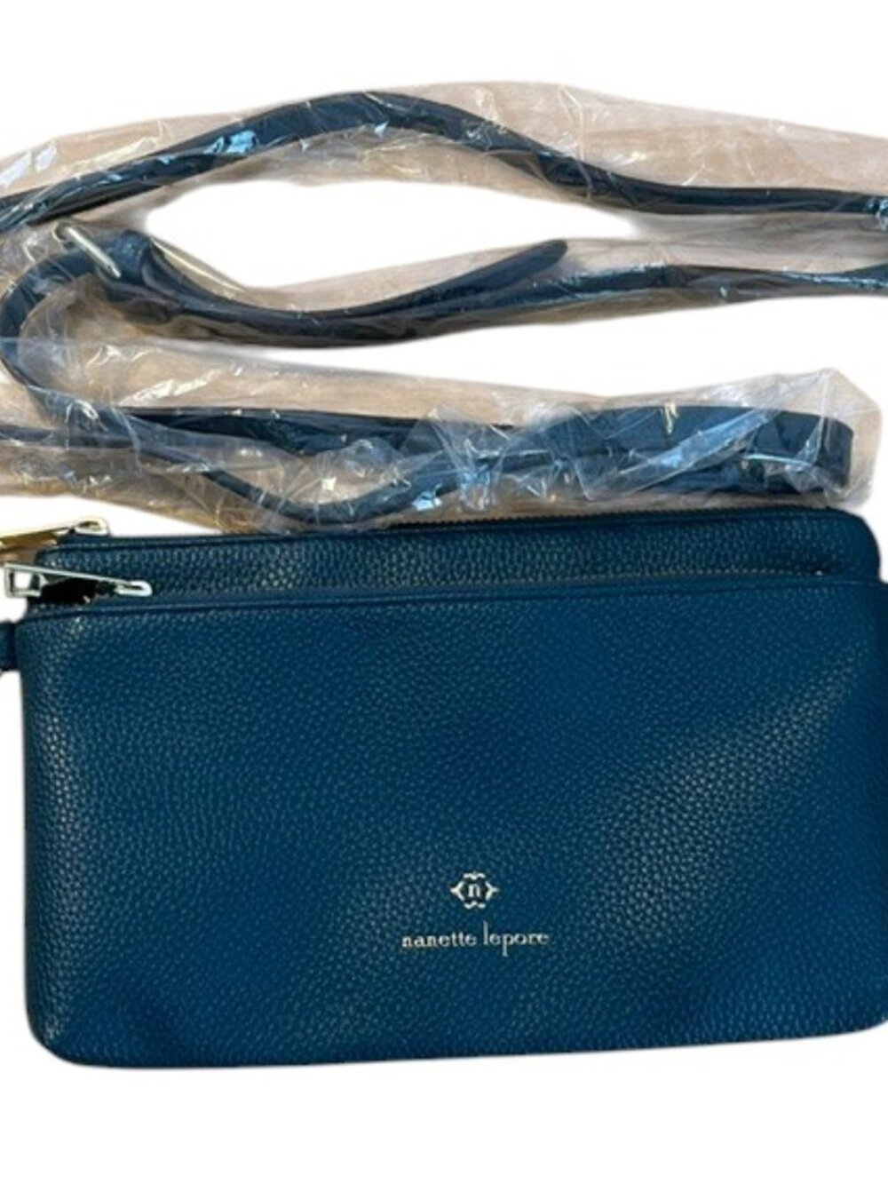 NANETTE LEPORE Teal Faux Leather Crossbody Bag NWOT
